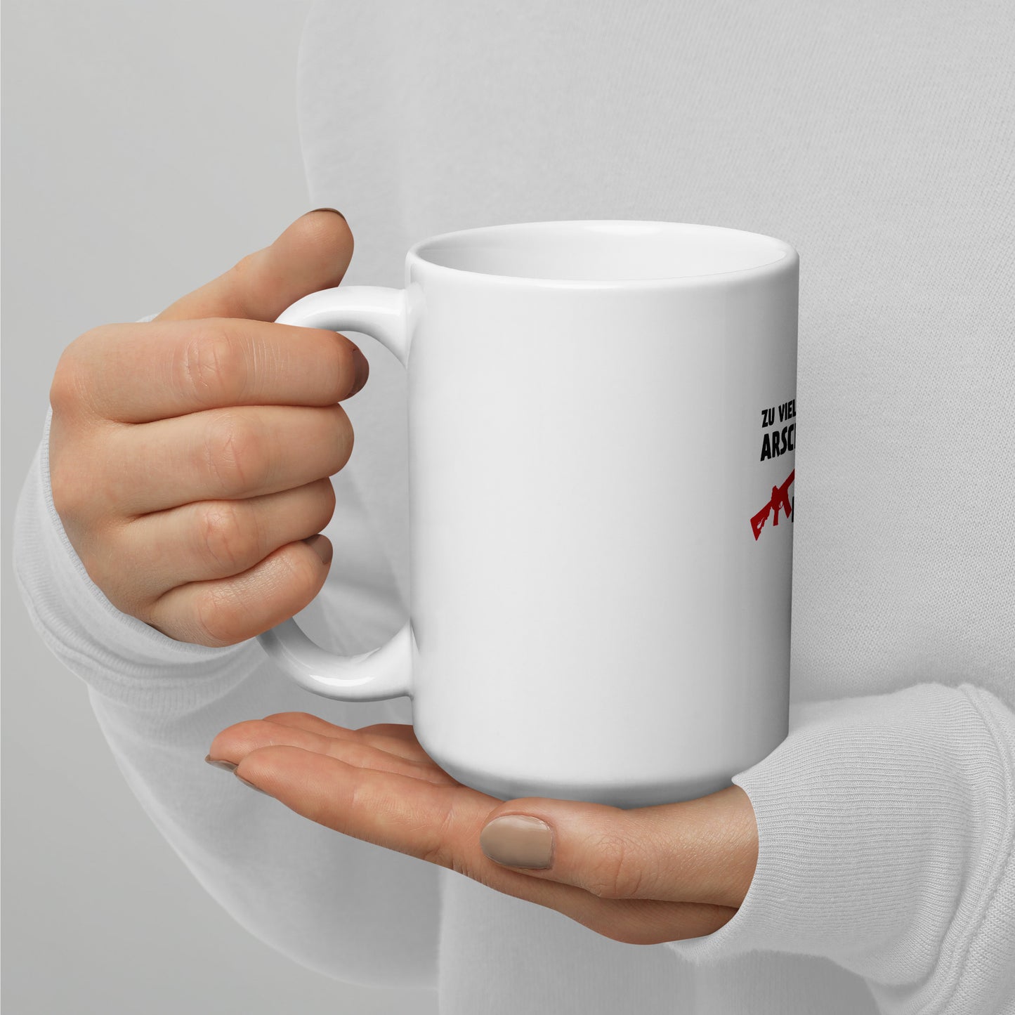 Weiße, glänzende Tasse - Zu viele Arschlöcher